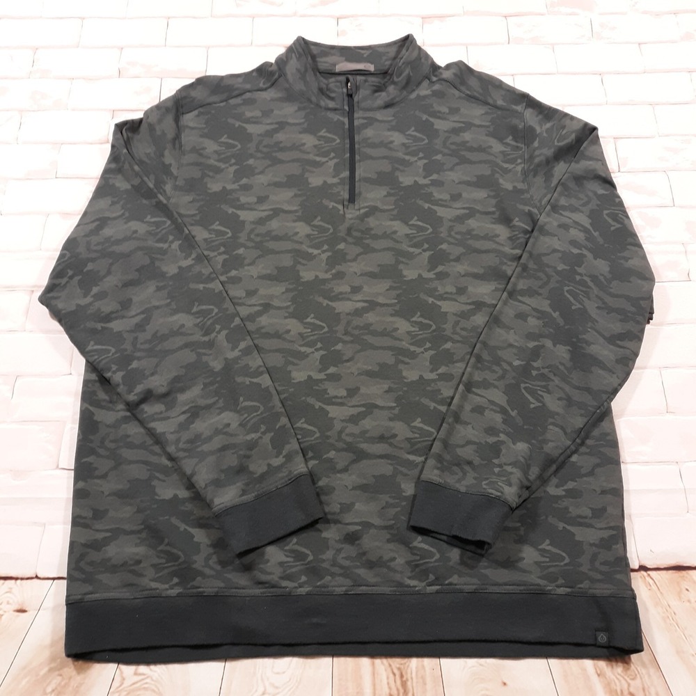 Tasc Performance Sweatshirt 1/4 Zip Pullover Mens XL Green Gray Camouflage
